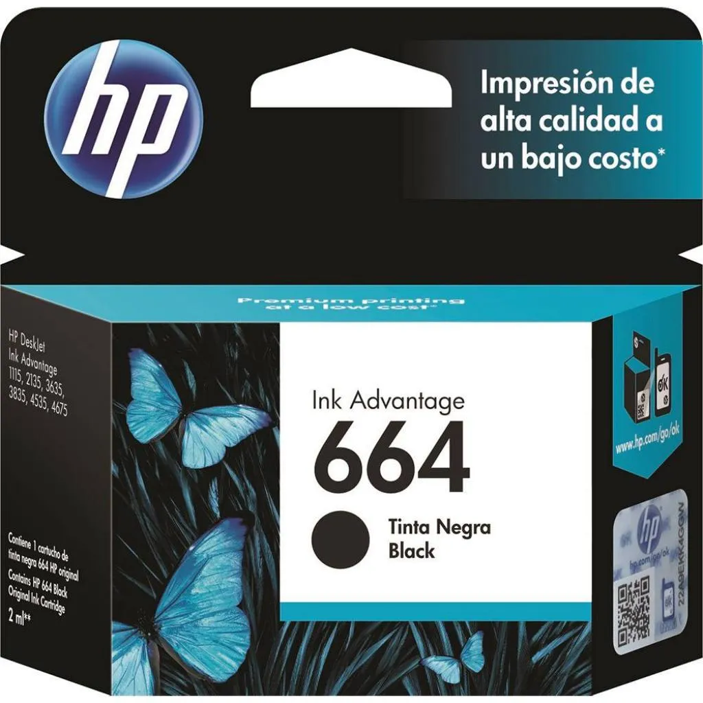 Cartucho Hp 664 F6V29AL Preto Original Para Impressoras Hp