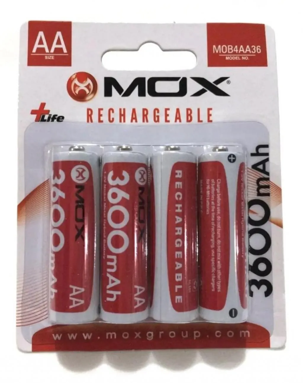 Pilha Recarregavel Mox Aaa 3600MAH com 4