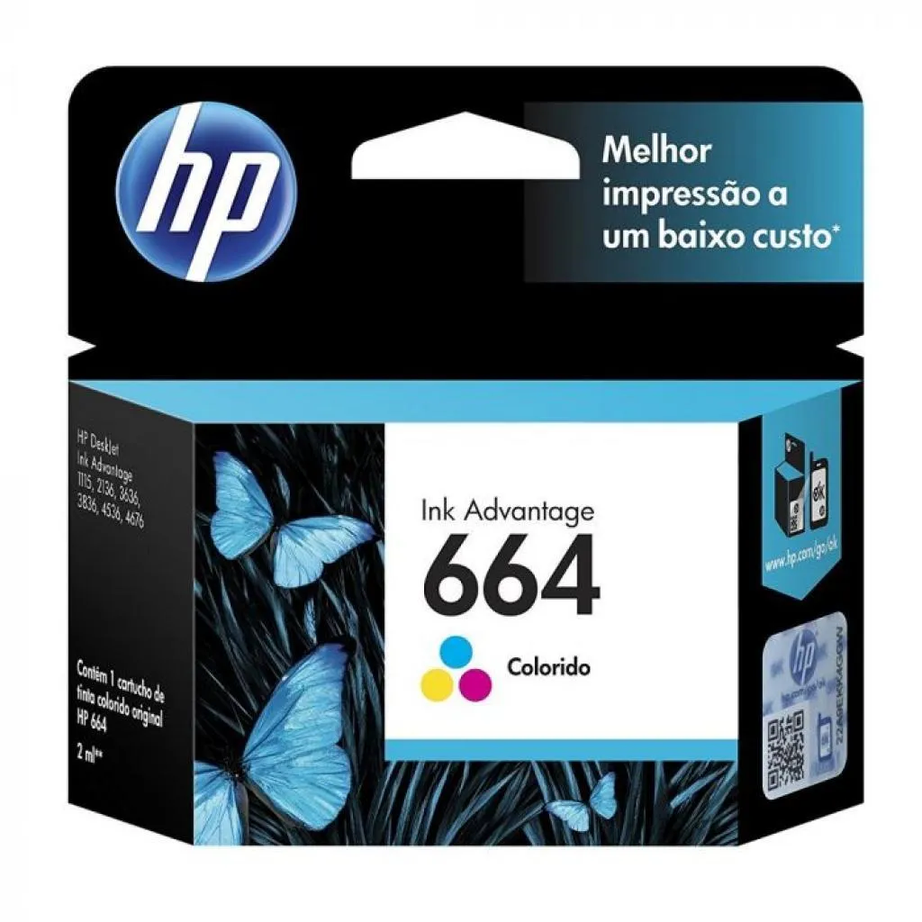 Cartucho De Tinta Hp 664 Colorido F6V28AL Original