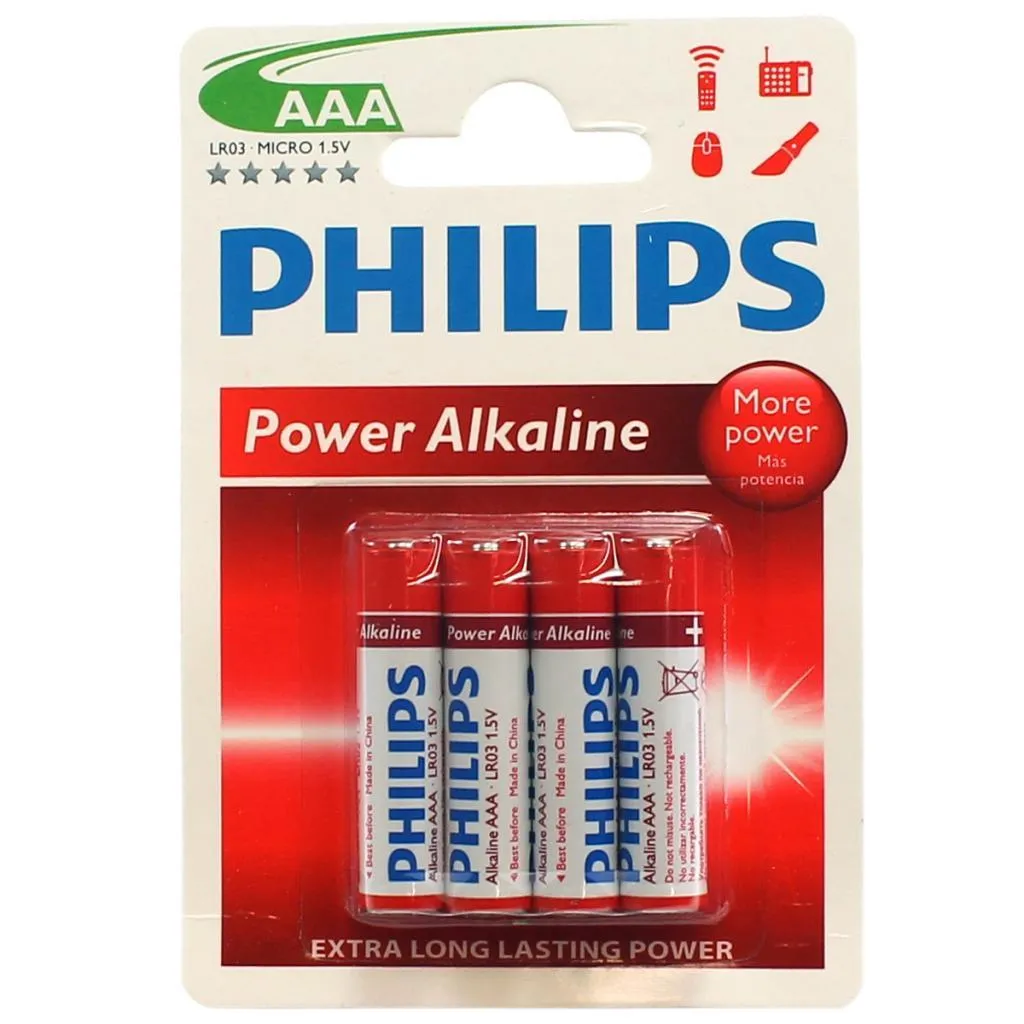 Pilha Alcalina Philips Aaa LR03-P4B Com 4 Unidades