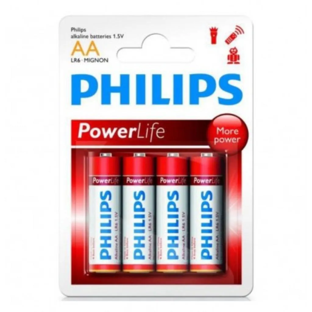 Pilha Philips Aa LR6 Alcalina Com 4 Unidades