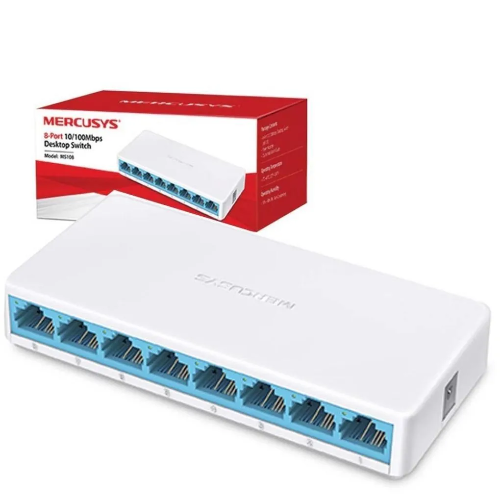Hub 8 Portas Mercusys MS108 10/100Mbps Fast Ethernet