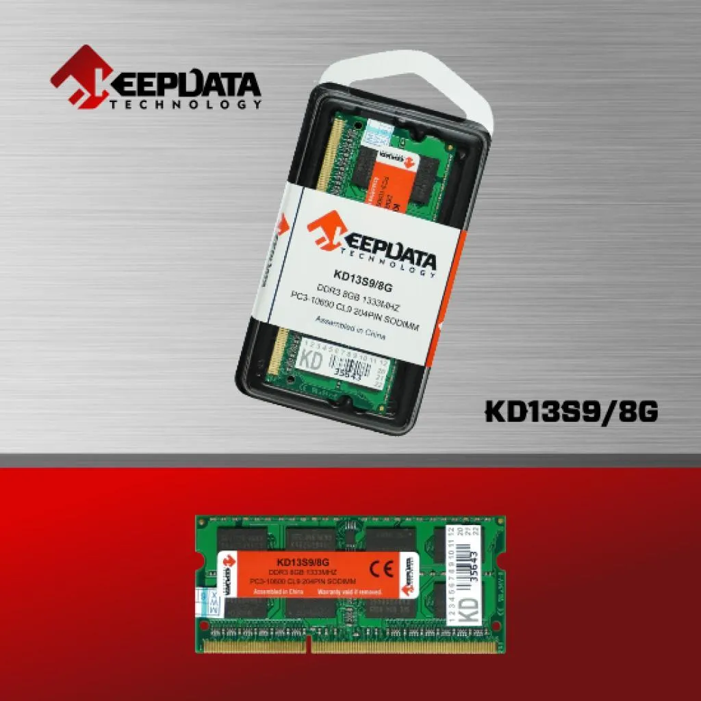 Memória Para Notebook DDR3 8GB 1333MHz Keepdata KD13S9/8G