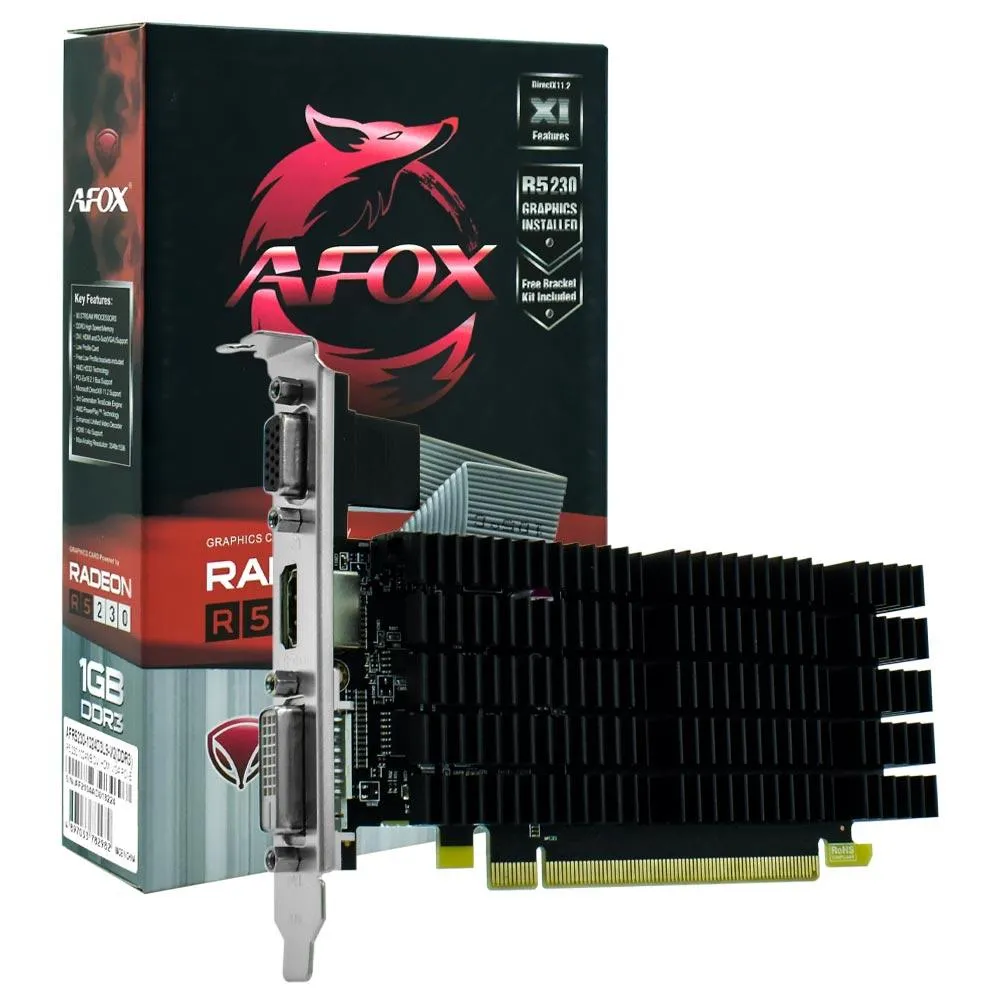 Placa De Vídeo 1GB Afox R5-230 DDR3 AFR5230-1024D3L9V2