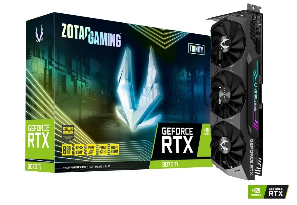 Placa de Vídeo ZOTAC Gaming GeForce RTX 3070 Ti Trinity 8GB GDDR6X - ZT-A30710D-10P