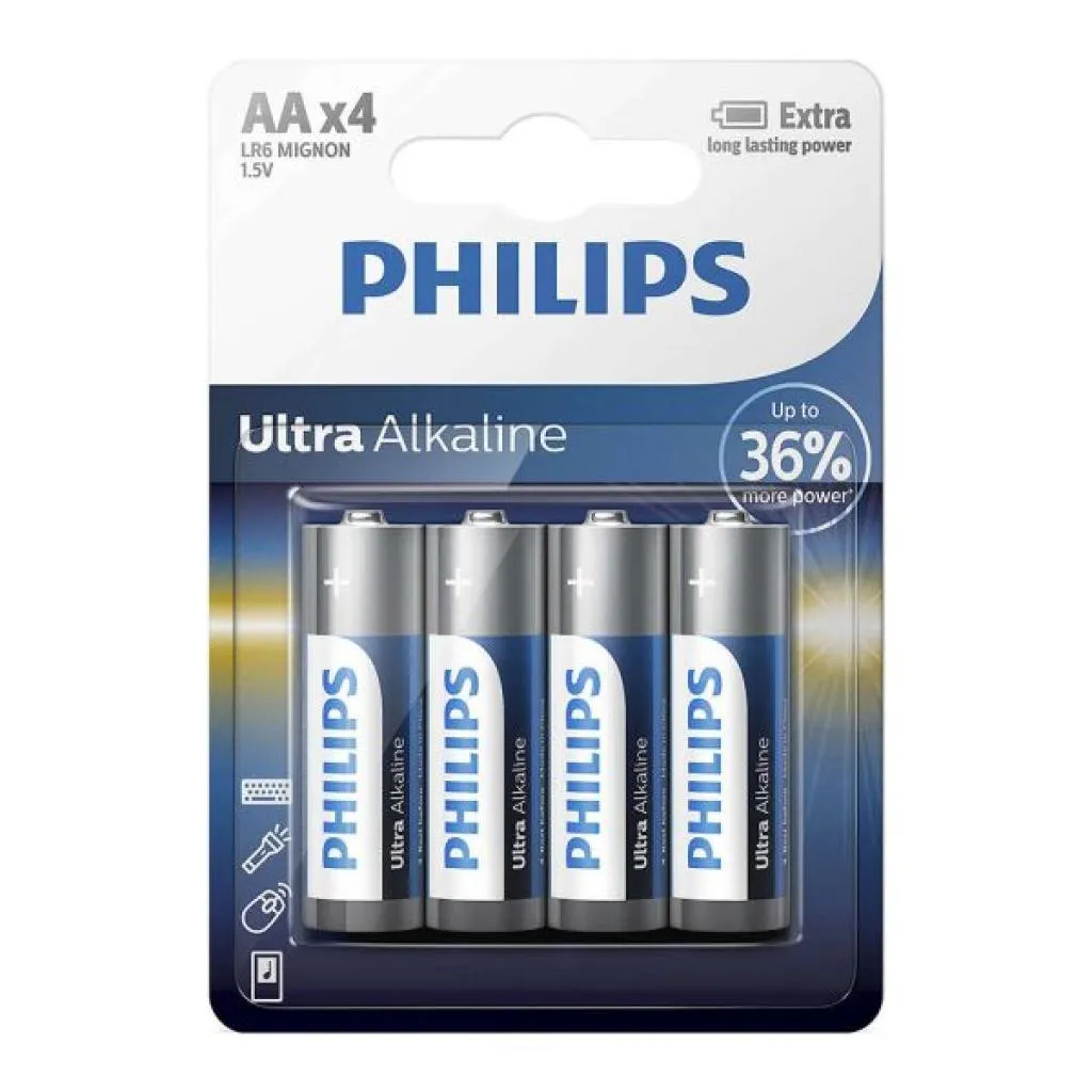 Pilha Philips Aa LR6 Ultra Alcalina com 4