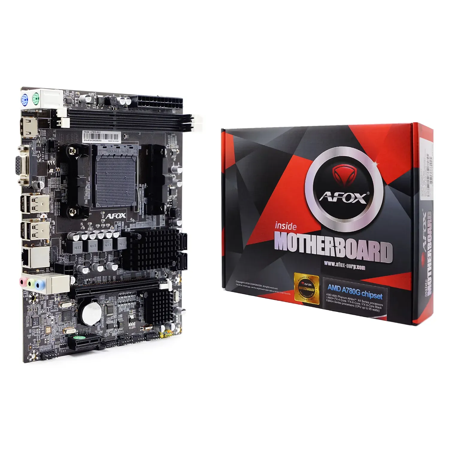 Placa-Mãe AFOX A780S-MA3 DDR3 AM3/AM3+ Micro-ATX - Preto