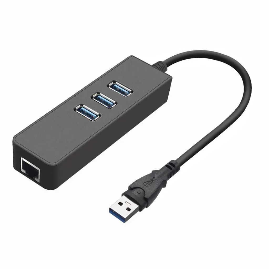 Hub 3 Portas SATE A-HUB41 RJ45 Preto USB3.0
