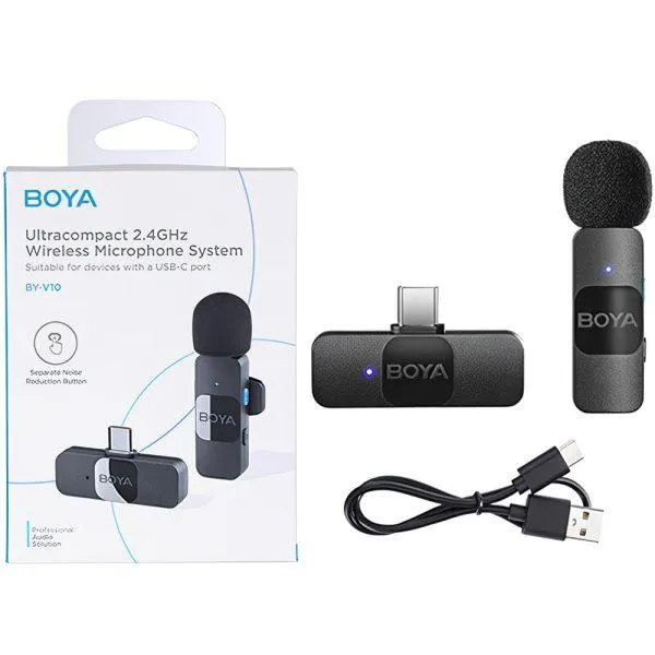 Microfone Boya BY-V10 1TX+1RX USB-C