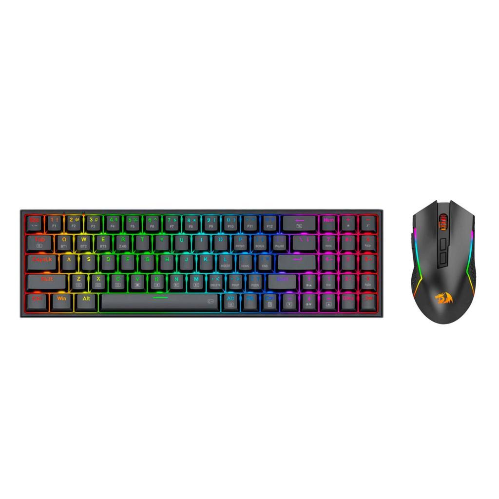 Kit Teclado E Mouse USB Redragon S136 Rgb Sem Fio Preto
