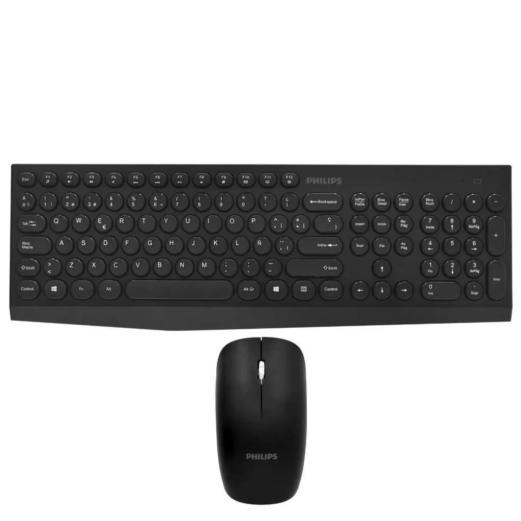 Teclado USB Philips C323 Com Mouse Sem Fio Layout Espanhol Preto