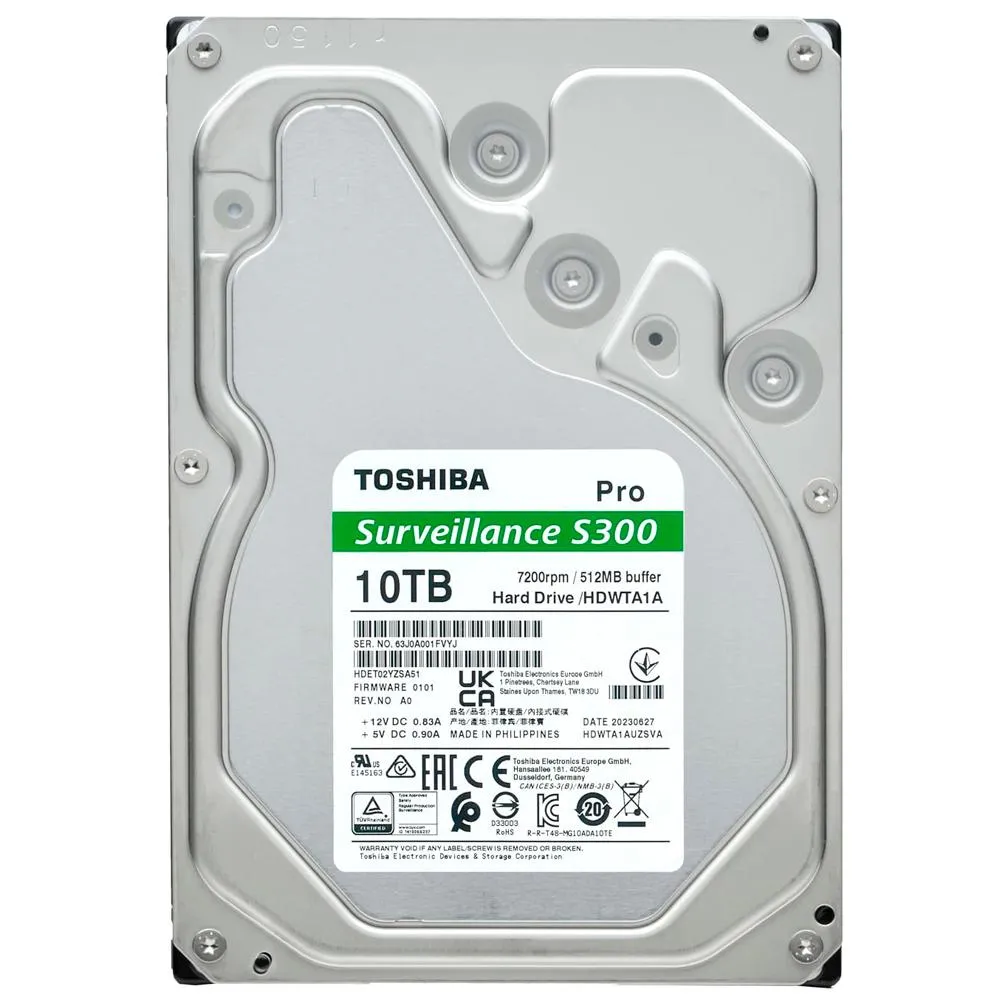 HD Toshiba S300 Pro 10TB SATA3 7200RPM - HDWTA1AUZSVAR