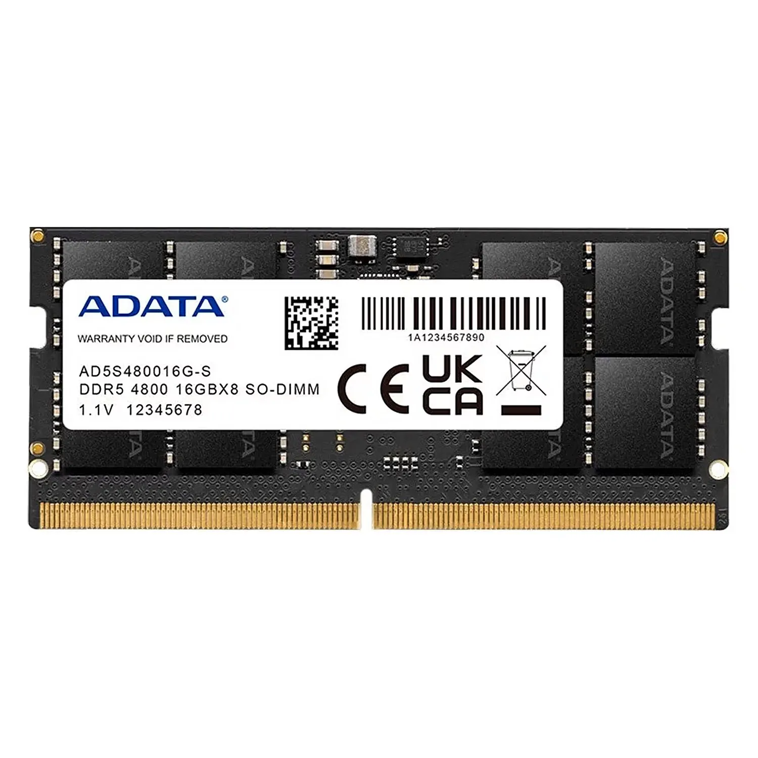 Memória RAM ADATA DDR5 16GB 4800MT/s CL40 SO-DIMM para Notebook - Preto (AD5S480016G-S)