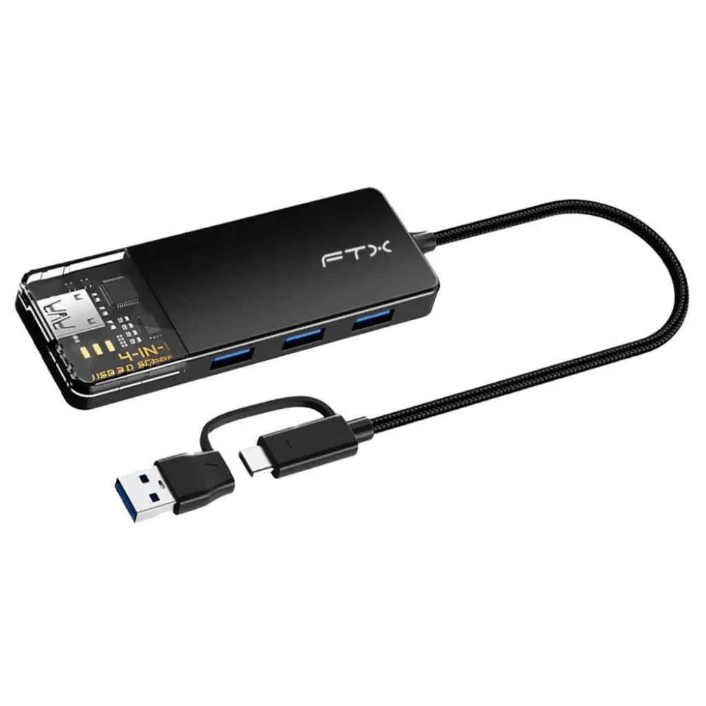 Hub 4 Portas Ftx FTX-HUBT3-PB 4 USB3.0 Type-C