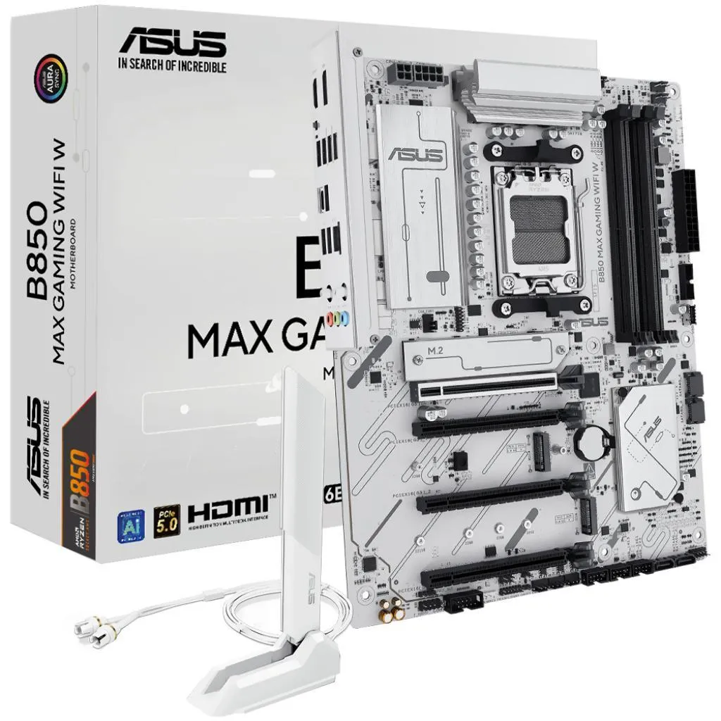 Placa Mãe Amd (AM5) Asus B850 Max Gaming W WIFI White
