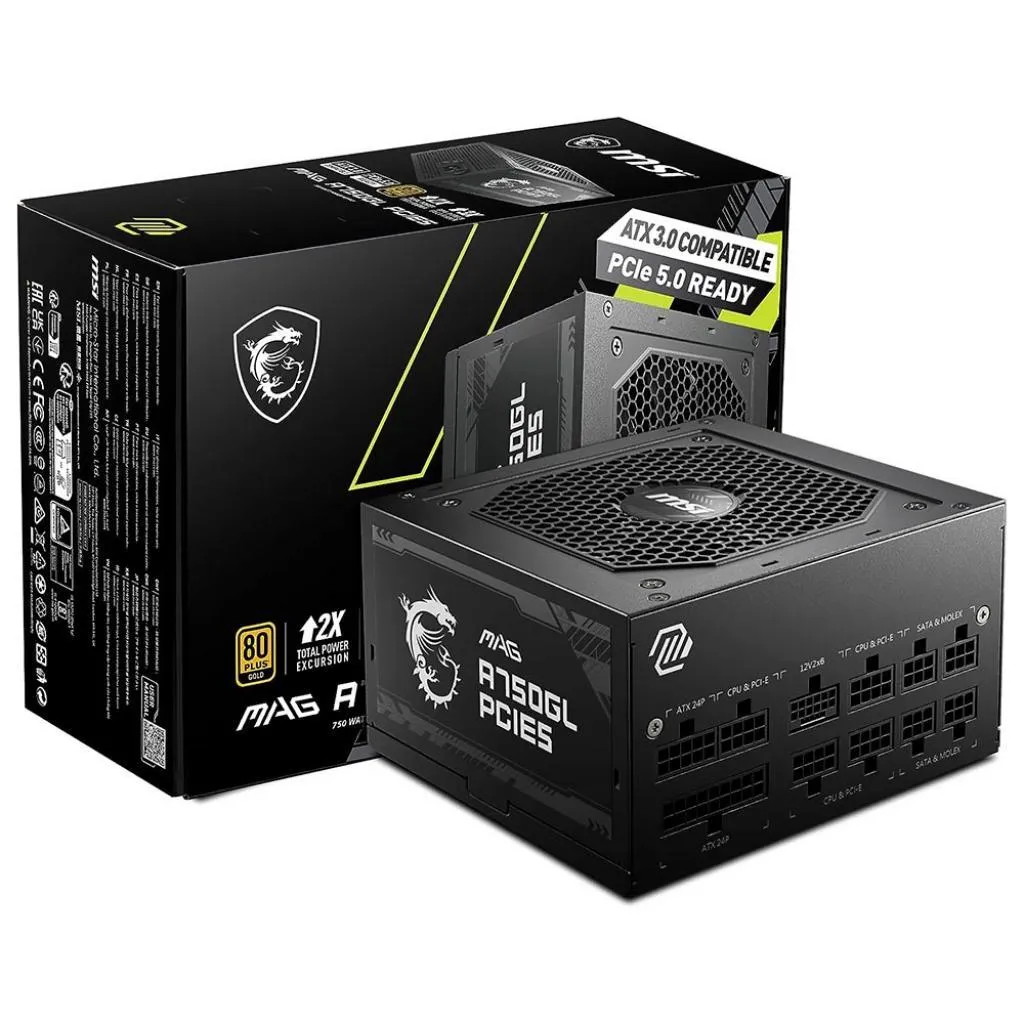 FONTE 750W MSI MAG A750GL 80 PLUS GOLD PCIE5 IVA