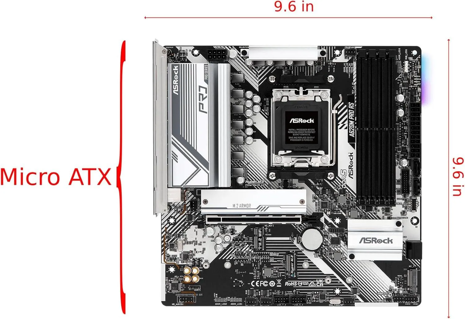 Placa Mãe Amd AM5 Asrock A620M Pro Rs WIFI DDR5 Oem