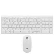 Teclado USB Mtek KM-5515W-PT Com Mouse Sem Fio Branco Mini