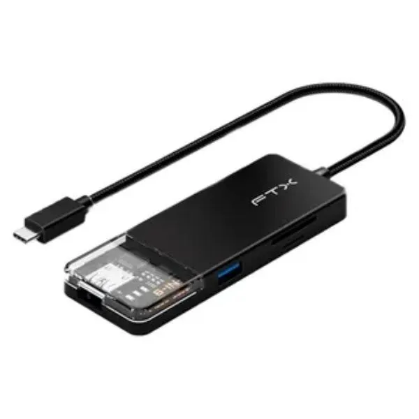 Adaptador Hub USB-C Com HDMI USB 3.0 SD Tf FTX-HUBT4-PB
