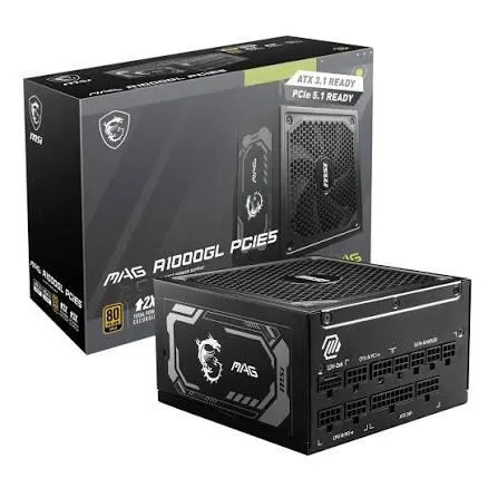 FONTE1000W MSI MAG A1000GLS 80 PLUS GOLD PCIE5 IVA