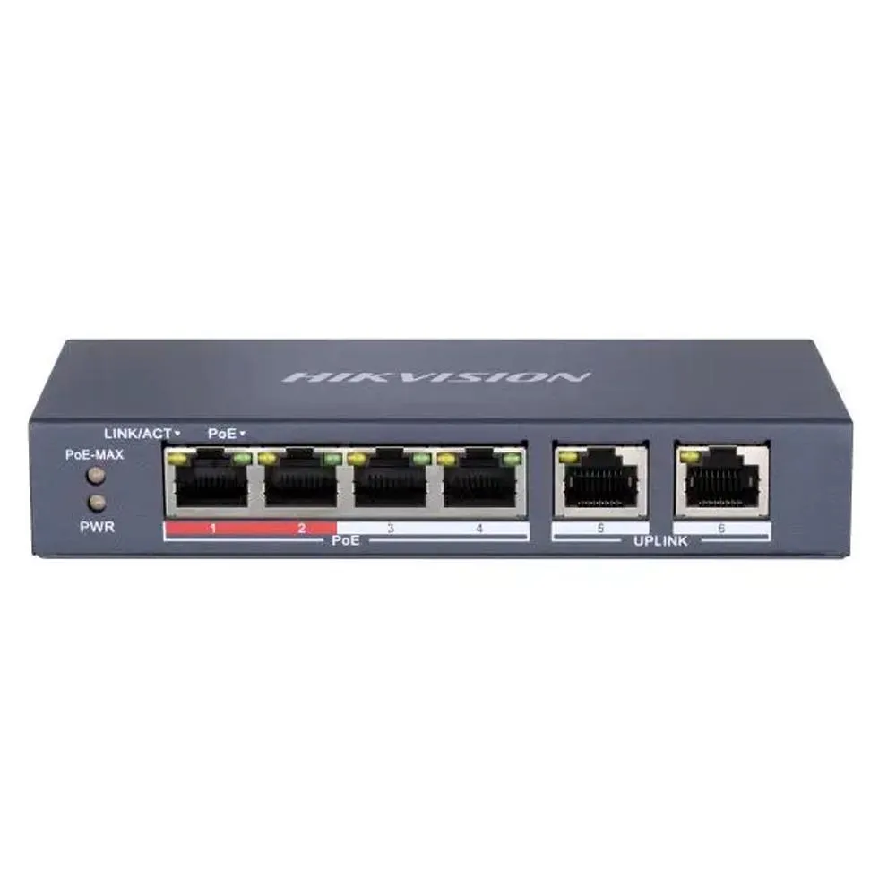 HUB  4 PORTAS HIKVISION DS-3E0106P-E/M POE
