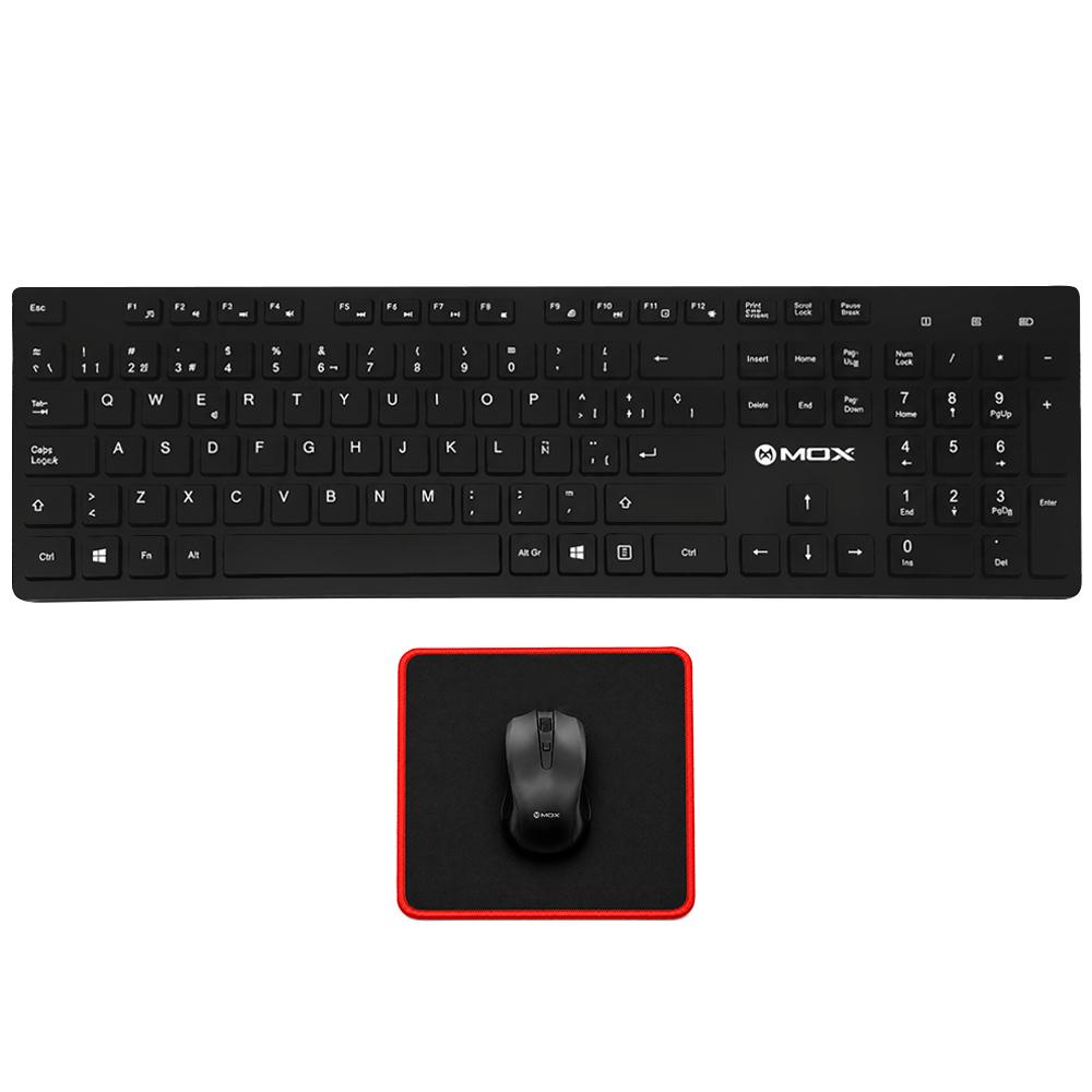 Kit Teclado MOX MO-K351 Wireless + Mouse + Mousepad / Espanhol - Preto