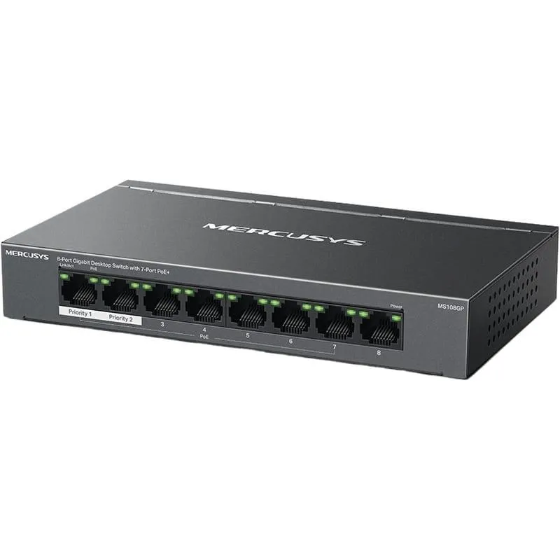 HUB  8 PORTAS MERCUSYS MS108GP 10/100/1000 POE+