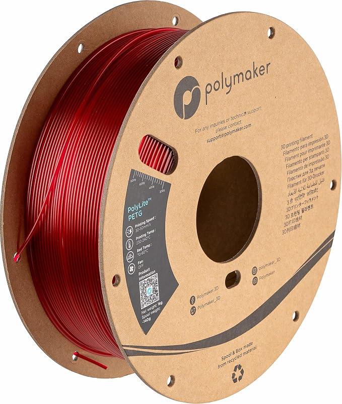 FILAMENTO P/IMP. 3D POLYMAKER PETG RED 1KG *