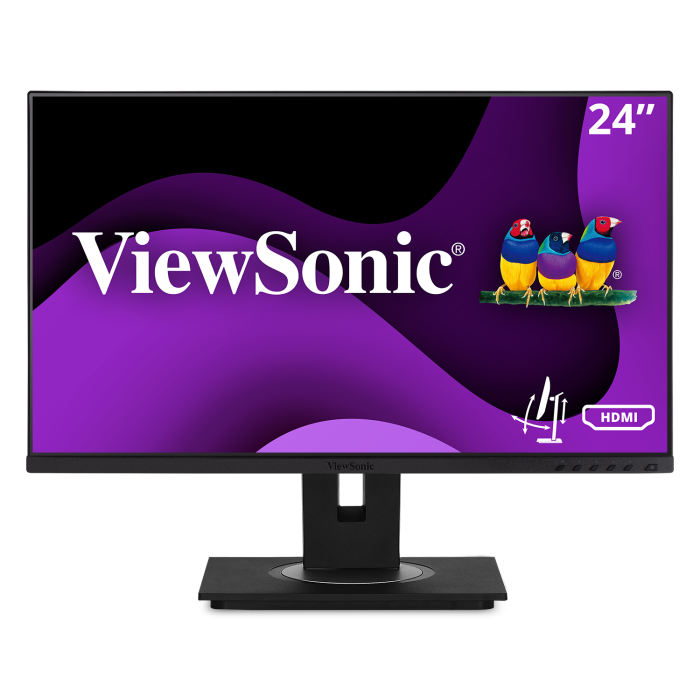 Monitor ViewSonic VG2448A-2B 24" Full HD IPS Ajuste Ergonômico Pivot HDMI DisplayPort VGA USB Hub - Preto
