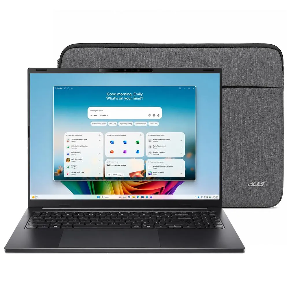 Notebook Acer Swift Go 16 AI SFG16-A71T-R87F Ryzen AI 9 465 Touch WUXGA 16" 32GB/1TB Win11 Home Inglês - Obsidian Preto