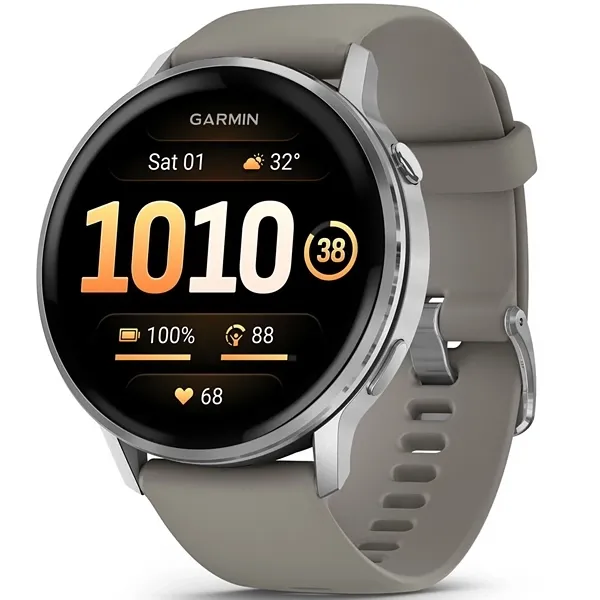 Relógio Garmin Venu 4 45mm AMOLED GPS - Prata/Cinza (010-03014-01)