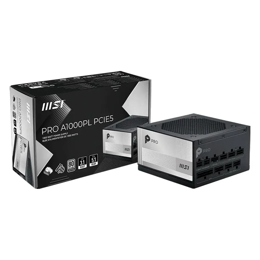 Fonte MSI Pro A1000PL 1000W 80 Plus Platinum PCIe5 (306-7ZPLX12-HD8)