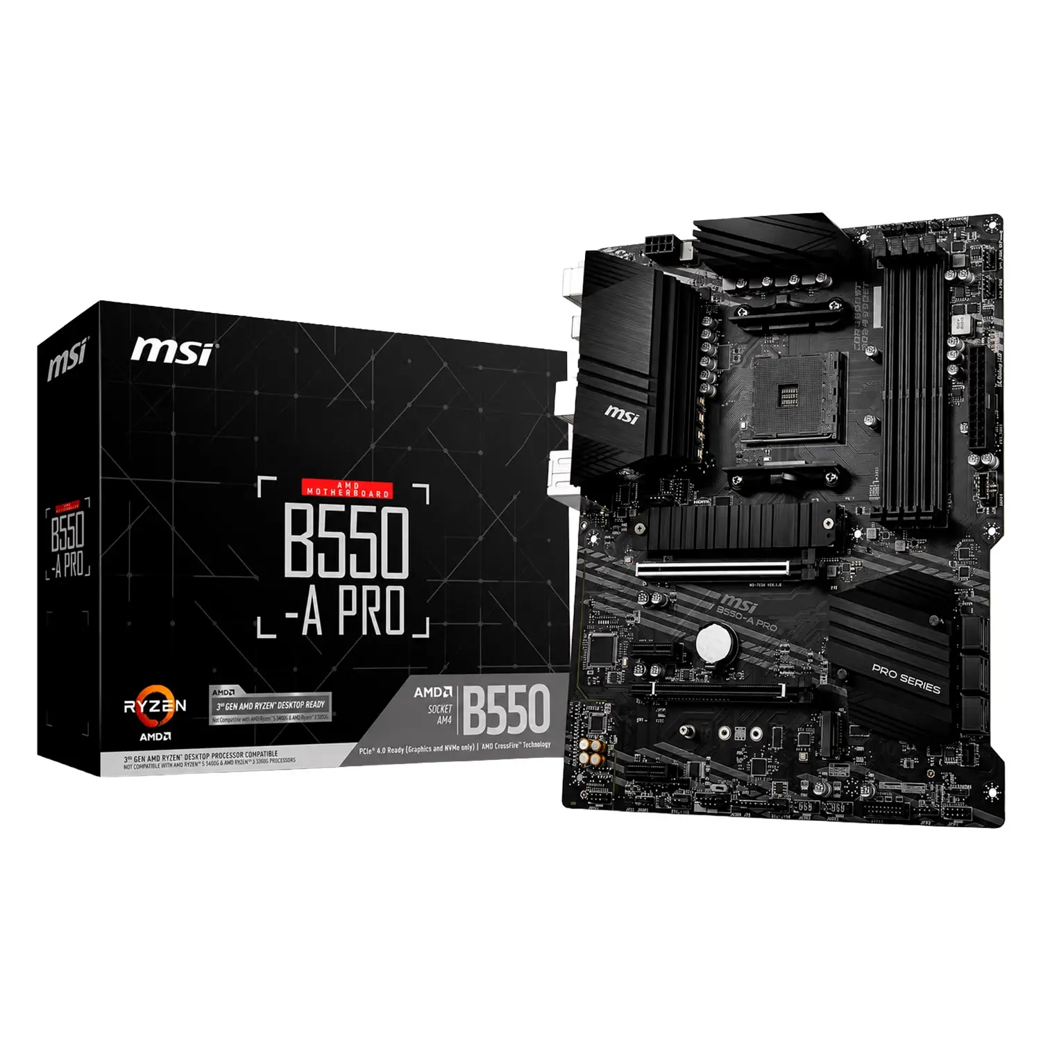 Placa-Mãe MSI Pro B550M-B, Soquete AM4, Chipset AMD B550, DDR4, Micro ATX (911-7D14-024)