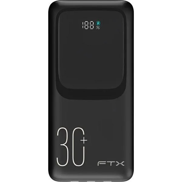 Carregador Portátil FTX PB-30LCD-BK 30.000 mAh 22.5 W com Cabo USB-C - Preto