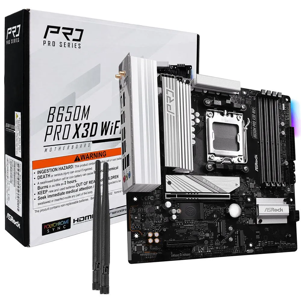 Anúncio: Placa-Mãe ASRock B650M Pro X3D Wi-Fi Socket AM5 / DDR5