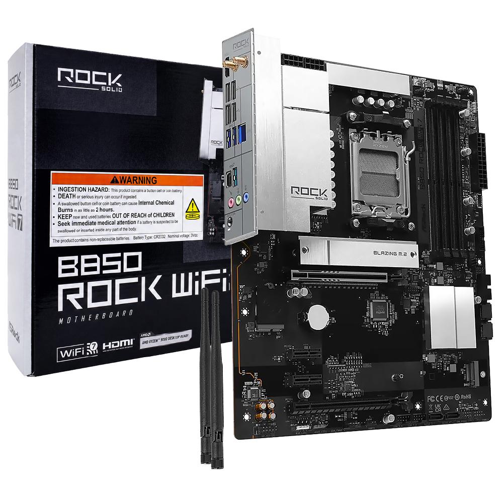 Placa-Mãe ASRock B850 Rock Wi-Fi 7 Socket AM5 / DDR5