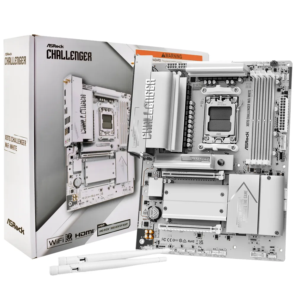 Placa Mãe ASRock X870 Challenger Wi-Fi White Socket AM5 / DDR5