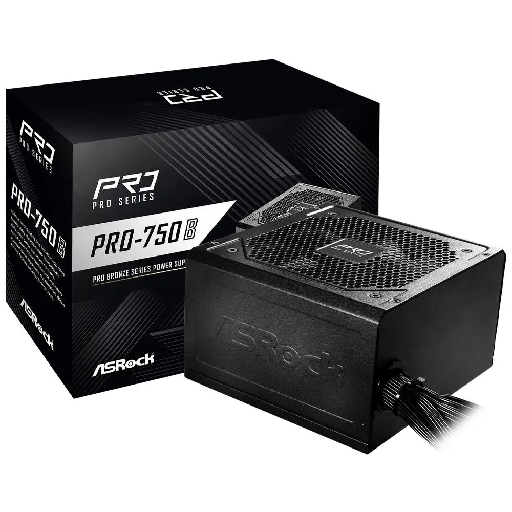 Fonte ASRock Pro-750B V2 750W ATX 3.1 Não Modular 80 Plus Bronze Bivolt - Preto (90-UXR075-BNUA2)