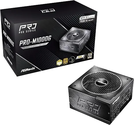 Fonte ASRock Pro-M1000G 1000W 80 Plus Gold - 90-UXR100-GFUA2