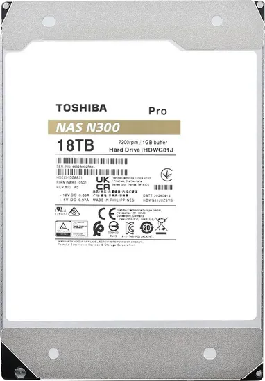 HD Sata 3 18TB Toshiba N300 Nas Pro HDWG81JXZSTB 7200