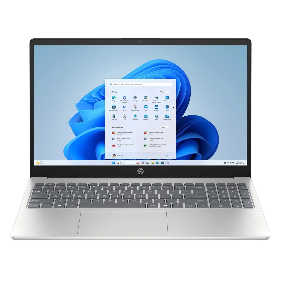 Notebook HP Intel N250 4GB 128GB UFS 15,6" Prata - 15-FD0094WM
