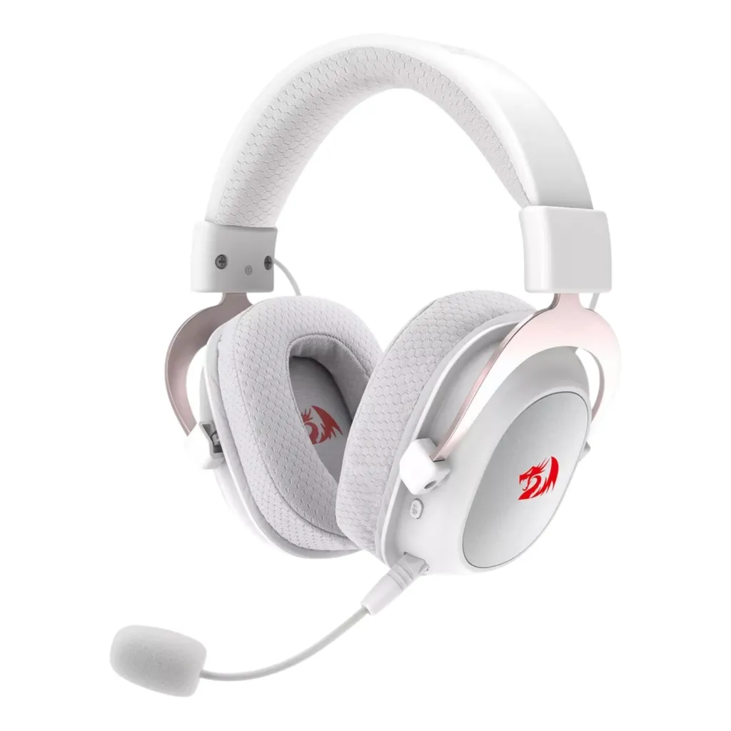 Fone Gamer Redragon Zeus Pro H510W-PRO Wireless 7.1 53mm USB Branco