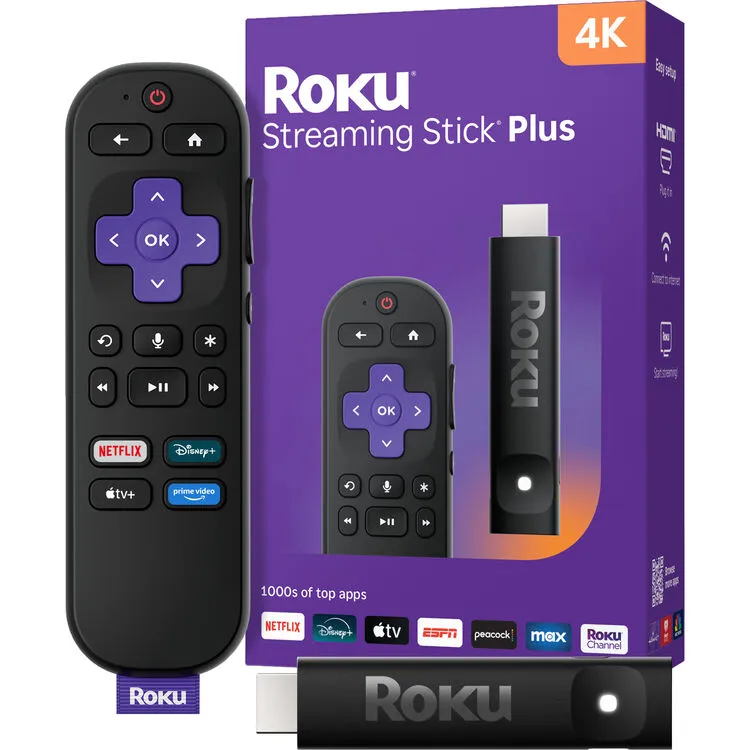 Media Player Roku Streaming Stick Plus 4K HDR Wi-Fi Dual Band - Preto (3830R)
