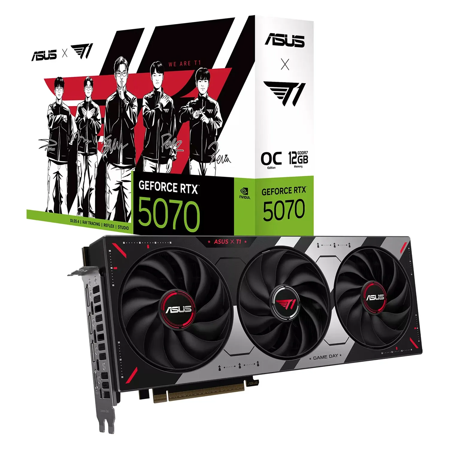 Placa de Vídeo ASUS T1 GeForce RTX 5070 OC Edition 12GB GDDR7 - Preto/Prata (T1-RTX5070-O12)