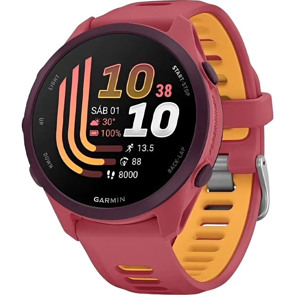 Relógio Garmin Forerunner 170 Music GPS 43mm AMOLED 1.2" - Vermelho/Rosa (010-03920-13)