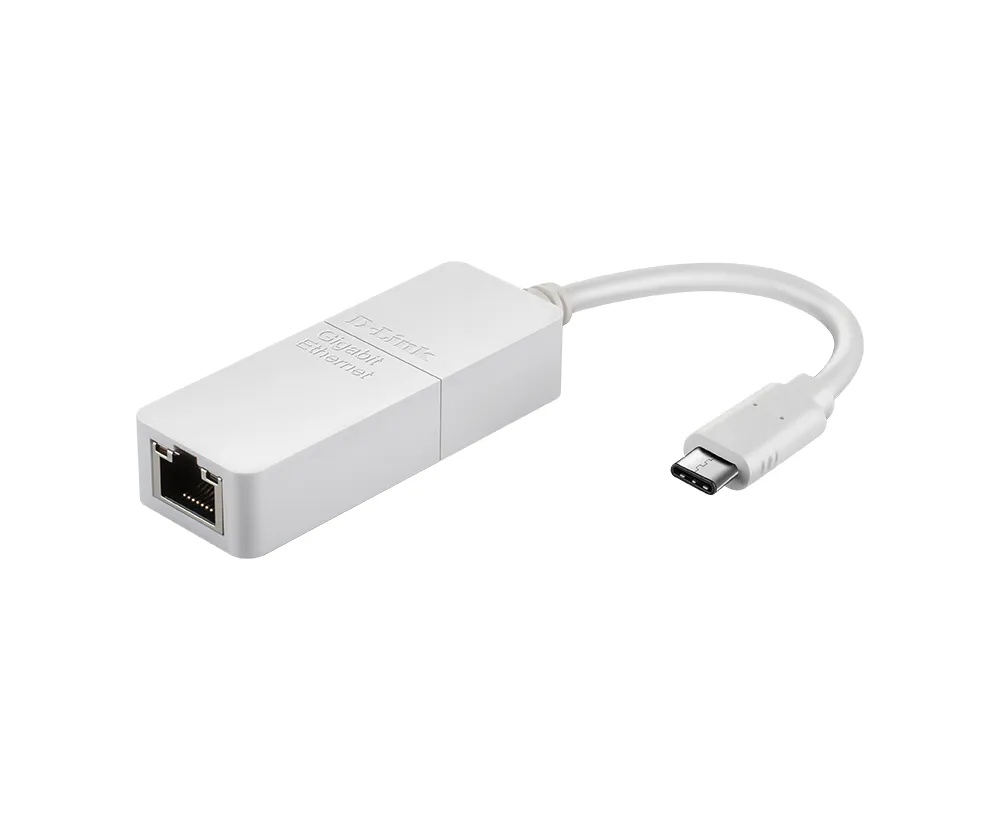 Adaptador de Rede D-Link USB-C para RJ45 Gigabit Ethernet 10/100/1000Mbps - Branco (DUB-E130)
