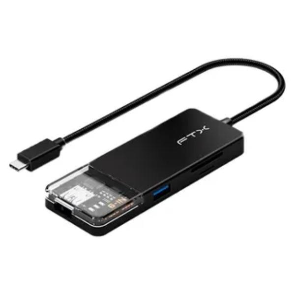 Adaptador Hub USB-C com HDMI, USB 3.0, SD, TF FTX-HUBT4-PB