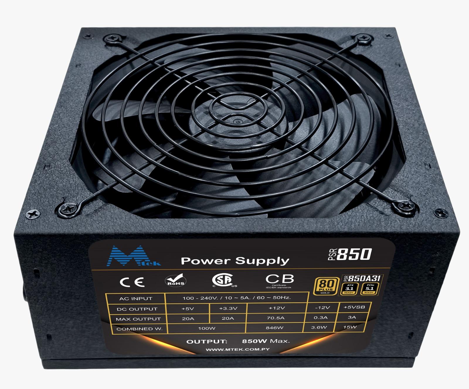 FONTE 850W MTEK PSR850A31 GOLD 80PLUS PCI 5.1 IVA