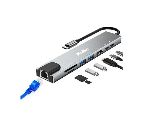 Adaptador USB-C HDMI USB-A RJ45 Kolke